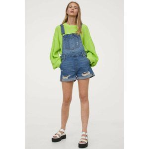 H&M Women's Denim Overall Shorts Dungarees Shortal